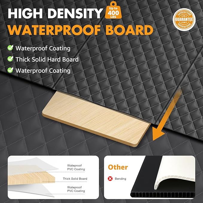 Dog Car Seat Cover for Back Seat, Backseat Extender for Dogs Hard Bottom, Car Back Seat Extender for Dogs, Dog Hammock for Cars, Black