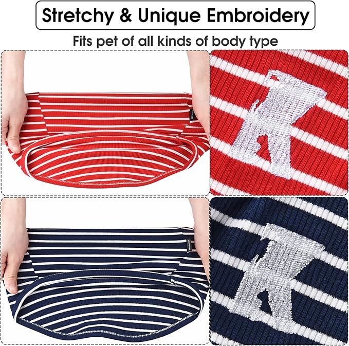 Koneseve Dog Shirt Vest Lightweight Stretchy Dog T-Shirts Soft Cool Shirts Sleeveless Stripe Vests Breathable Clothes for Puppy Kitty Cat Small Medium Large Dogs 2 Pack Red + Blue [M/Medium]