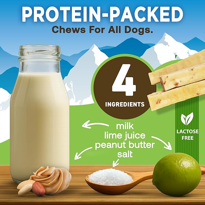 EcoKind Premium Gold Yak Cheese Himalayan Dog Chews, Dog Treats Large Breed, All Natural, High Protein Chew, Peanut Butter, Large - 18+ Chews