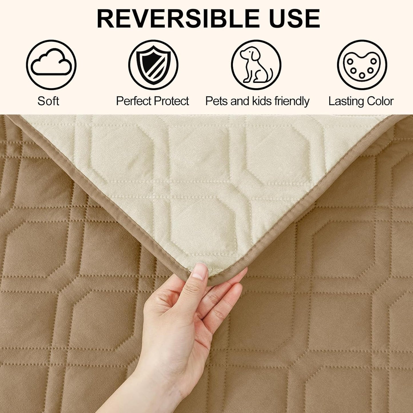 Smiry Waterproof Dog Blanket, 30x53 Inch Soft Pet Bed Cover Reversible, Washable Sofa Couch Furniture Protector for Small Medium Large Dog Puppy Cat, Geometric, Camel/Beige