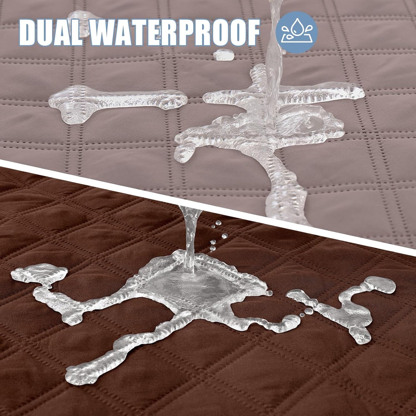 Smiry Waterproof Dog Bed Cover Pet Blanket, Soft Washable Dog Blanket for Furniture Bed Couch Sofa Reversible, Checkered (52"x82", Greyish Brown/Brown)