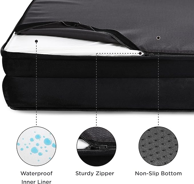 Bedsure XXL Orthopedic Dog Bed for Extra Large Dogs - Washable Giant Dog Cat Bed Waterproof, Comfort Dogs Couch Sofa with Washable Removable Cover, Pet Bed with Nonskid Bottom, Black, 52"