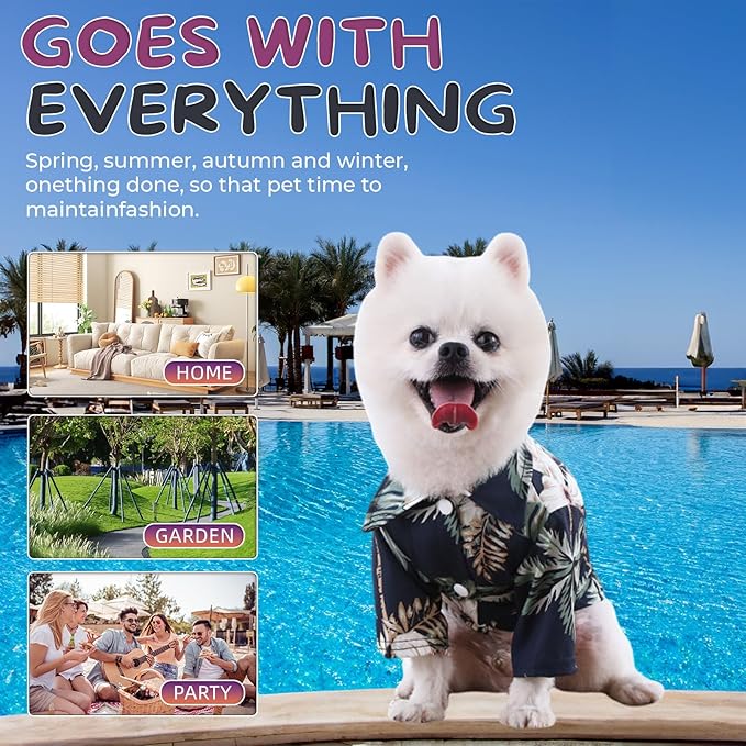 Hawaii Dog Shirt, Pet Summer T-Shirts Dog Style Floral Breathable Cool Clothes Hawaiian Shirts for Small Dogs and Cats Owner and Pet Shirts are Sold Separately