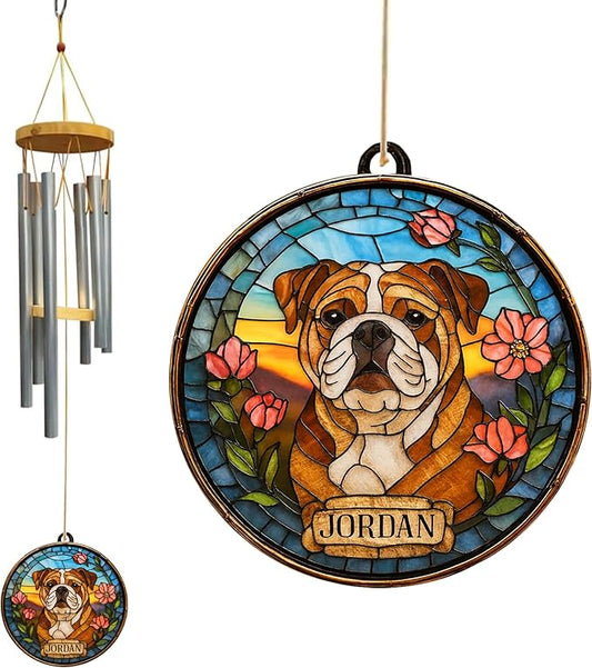 Personalized Hand Dog Wind Chimes Sun Catcher, Dog Memorial Winds Chime, Pet Loss Wind Chimes Sun Catcher, Gifts for Dogs Lovers, Sympathy Pet Winds Chime 3