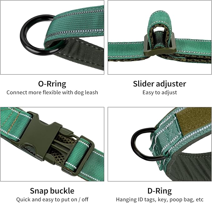 Annchwool No Pull Dog Harness with Soft Padded Handle,Reflective Strip Escape Proof and Quick Fit to Adjust Dog Harness,Easy for Training Walking for Small & Medium and Large Dogs(Green,S)