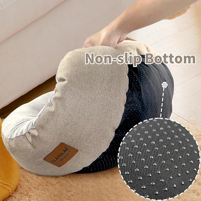 Cozy Round Cat Bed – Soft, Comfortable Cushion for Cats & Kittens – Non-Slip, Machine Washable, Plush Sleep Bed for Cats, Ideal for Resting & Napping (Linen & Medium)