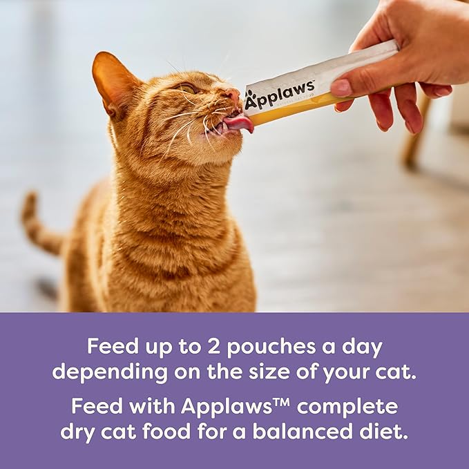 Applaws Lickable Cat Treats, Natural Grain-Free Purée, Made with Limited and Natural Ingredients, Variety Pack with Chicken, Tuna & Salmon Squeeze Up Treats (50 x 0.5oz Sachet Tub)