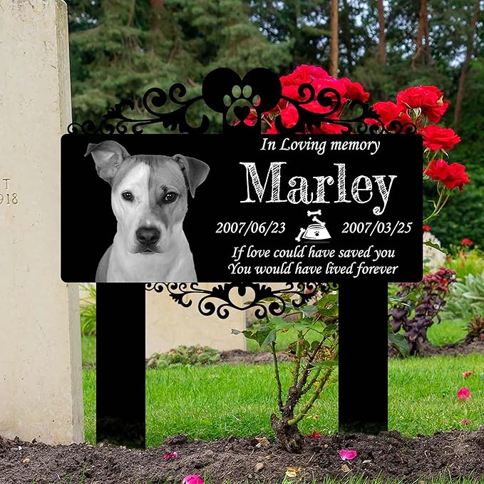 Custom Pet Grave Markers Dog | Custom Pet Headstones for Dogs with 2 Stakes | Best Rustic Gifts to Tribute Your Four-Legged Companions | Personalized Grave Marker for Beloved Furry Friends
