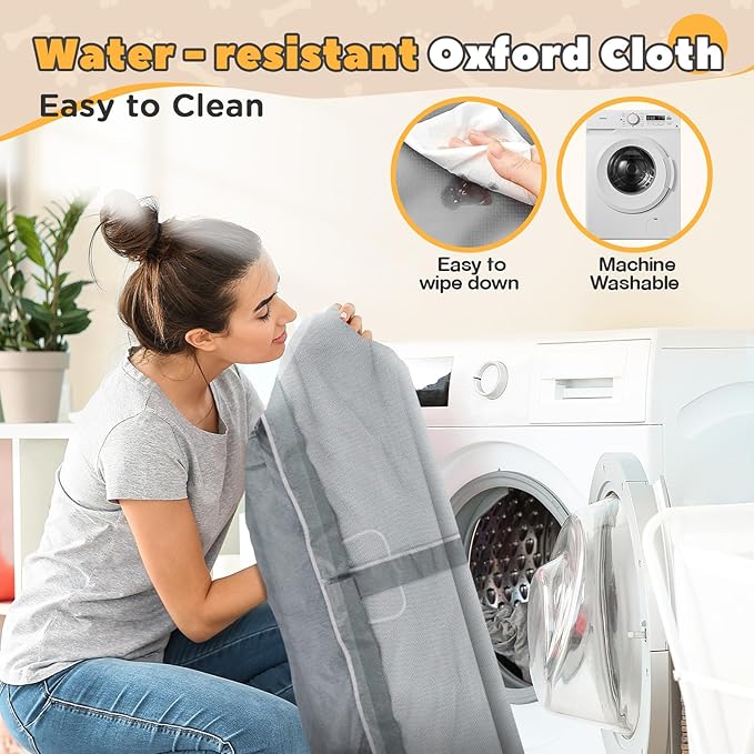 50x50x26 Inches Puppy Playpen with Gate, Dog Playpen for Puppies or Small Dogs, Sturdy Safety Dog Fence Pet Playpen with Thickened Fabric, High-Strength Nylon Wire Mesh for Indoor & Outdoor,Washable