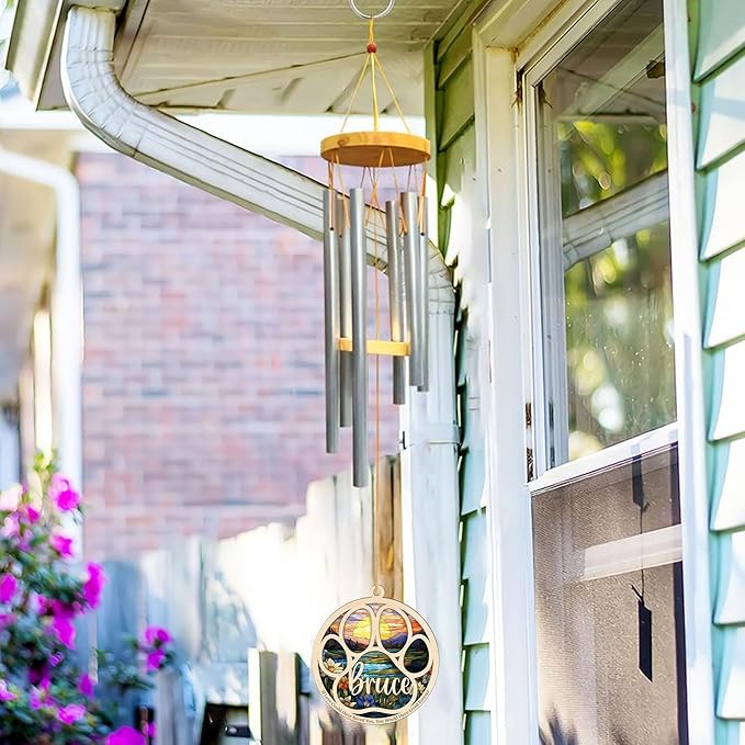 Personalized Hand Dog Wind Chimes Sun Catcher, Dog Memorial Winds Chime, Pet Loss Wind Chimes Sun Catcher, Gifts for Dogs Lovers, Sympathy Pet Winds Chime 1