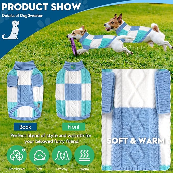 Pet Sweaters,Turtleneck Pullover Dog Sweater,Pet Sweaters for Dogs,Pet Clothes,Pet Clothing,Suitable for All Types of Dogs and Most Seasons (Blue Group,S)