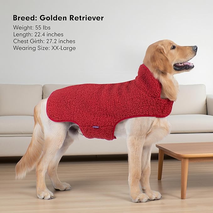 cyeollo Small Dog Coat Sherpa Dog Winter Coat, Reversible Fleece Doggie Jackets Sweater Vest for Small Dogs Male with Leash Hole, Soft Cold Weather Pet Coats, Buffalo Plaid S