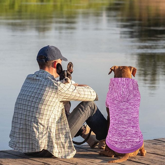 Dog Sweaters for Large Dogs Hoodie Fleece Dog Sweater Soft Clothes Sweatshirt with Pocket Hoodie for Large Dogs(Purple&XL)