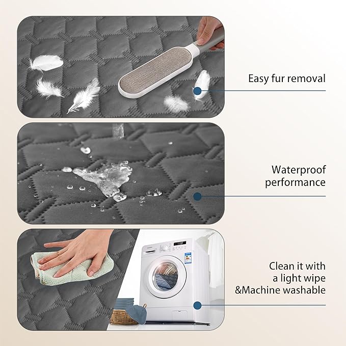 gogobunny 3X Stronger Waterproof Pet Blanket, Scratch Proof Furniture Protector for Dogs Cats, Reversible Cover 82x102 Inch, Dark Grey