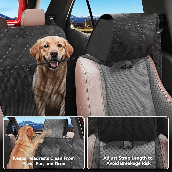Back Seat Extender for Dogs – Waterproof Dog Seat Cover for Back Seat with Door Protection, Hard Bottom, Holds 420 lbs Dog Hammock for Cars, SUVs & Small Trucks