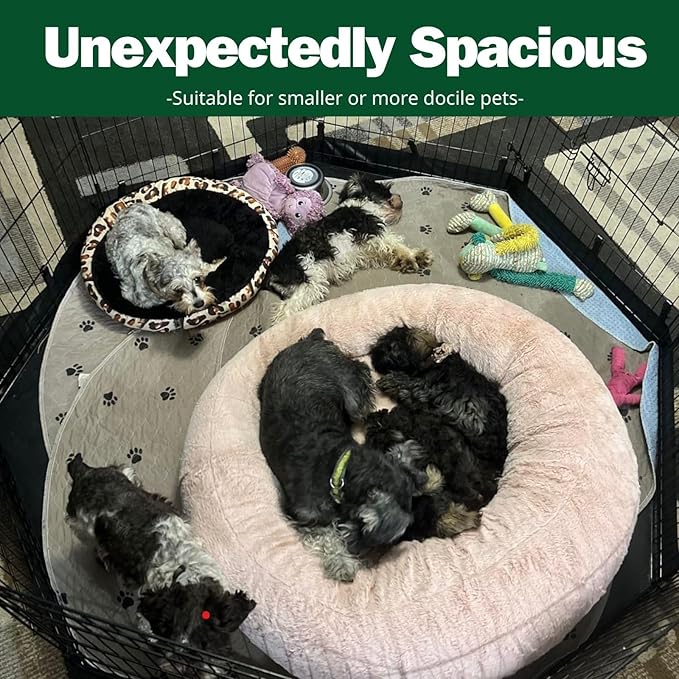 PJYuCien Dog Playpen, 8 Panels 30’’H Dog Pens Indoor with Bottom Pad, Metal Foldable Pet Puppy Exercise Fence Crate Kennel, Better for Small Animals,Black