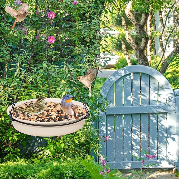 Hanging Bird Bath for Outdoors, Bird Feeder Bowl for Outdside, Birdbath Water Feeder Tray for Backyard Garden Yard Patio Decoration (White)