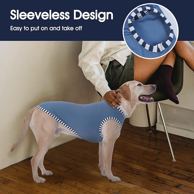 IECOii 2 Pack Summer Dog Shirt | Stretchy Fade-Resistant Fabric, Machine Washable Convenient,Home & Outdoor Clothes Fit for Medium Breeds, Grey+Blue, XL