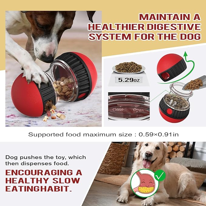 Dog Puzzle Treat Toy,Adjustable Treat Dispensing for Puppy Slow Feeding,Rolling Shape,Interactive for Dog Boredom Reduction,Mental Stimulation and Physical Exercise,Safe and Durable,All Breeds.