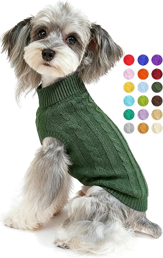 Dog Sweater for Small Medium Large Dogs - Warm Winter Turtleneck Knit Dog Sweaters Soft Pet Cat Clothes Christmas Coat Indoor Outdoor Use for Puppy Kitten Male Female Girl Boy Pets
