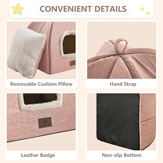 Cat Bed for Indoor Cats - Cat Cave Beds Cat House Cat Tent with Removable Washable Cushioned Pillow, Soft Kitten beds,Cat Beds & Furniture, for Small and Medium Pet Bed