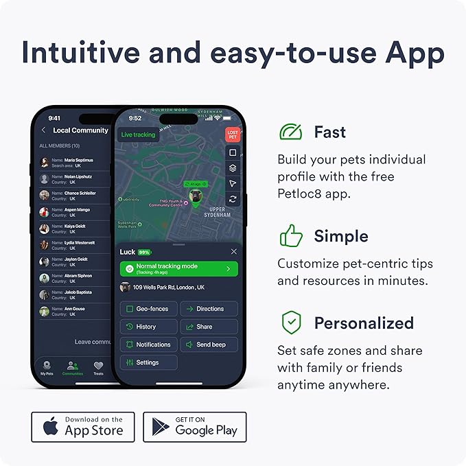 Dog GPS Tracker - Real-Time Location Tracking Device with App - Smart Alerts & Geo-Fence - Collar-Compatible, Waterproof - Long-Life Battery - 4G Built-in SIM - iOS & Android (Subscription Required)