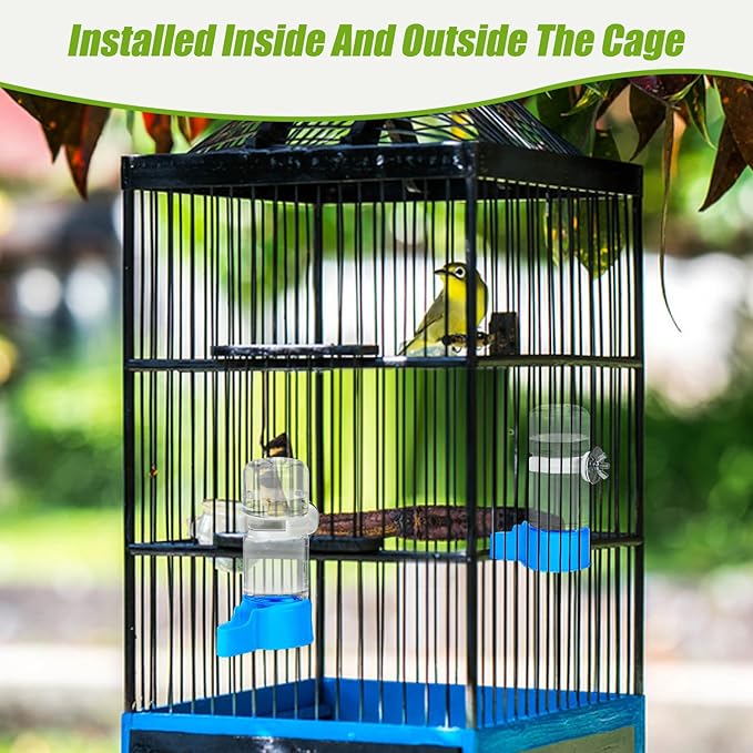 BWOGUE Automatic Bird Water Dispenser, 4.73 Fl Oz Parakeet Water Dispenser for Cage No Mess Suspended Bird Water Feeder for Cockatiel Budgie Conure Lovebirds
