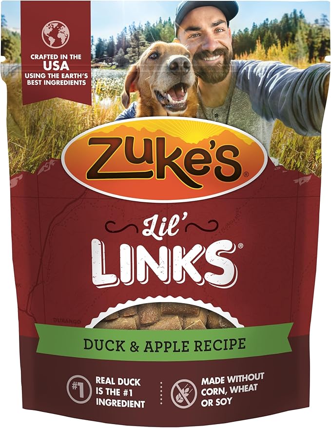Zuke’s Lil’ Links Dog Treats for Dogs, Snacking Sausage Treats for Dogs, Made with Real Duck & Apple, 6 oz. Resealable Pouch - 6 oz. Bag