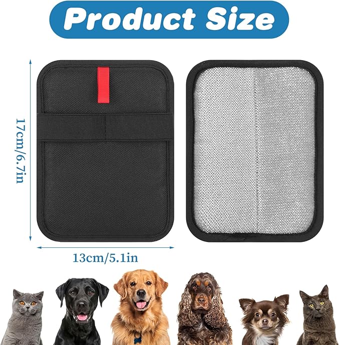 2 Pcs Pet Hair Removal Gloves Brush Double Sided Reusable Electrostatic Static Cat Hair Remover Glove for Dog Cat Grooming Fur Remover Mitt Tool for Clothing Couch Carpet Car Seat