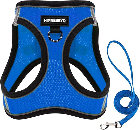 Dog Harness and Leash Set, Dog Harness for Dogs No Pull, No-Chock Step-in Reflective Breathable Lightweight Easy Walk Vest Harnesses with Safety Buckle for Small Medium Dogs, Cats (Blue, XS)