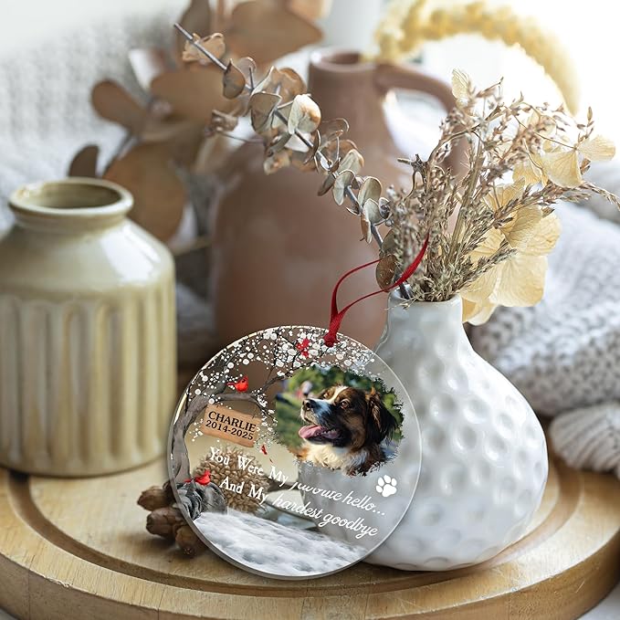 Pavo Personalized Picture Frame Pet Memorial Christmas Ornaments 2025, Loss of Dog Sympathy Gift, Cat Memorial Gifts for Loss of Cat, Dog Remembrance Gift, Custom Christmas Ornament