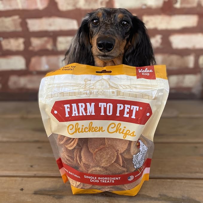 Farm To Pet - Dog Training Treats - Chicken Chips, Single Ingredient - 4 oz, Lean, All Natural, Healthy Dog Treats for Small, Medium, Large Breeds, & Puppies, Made in USA