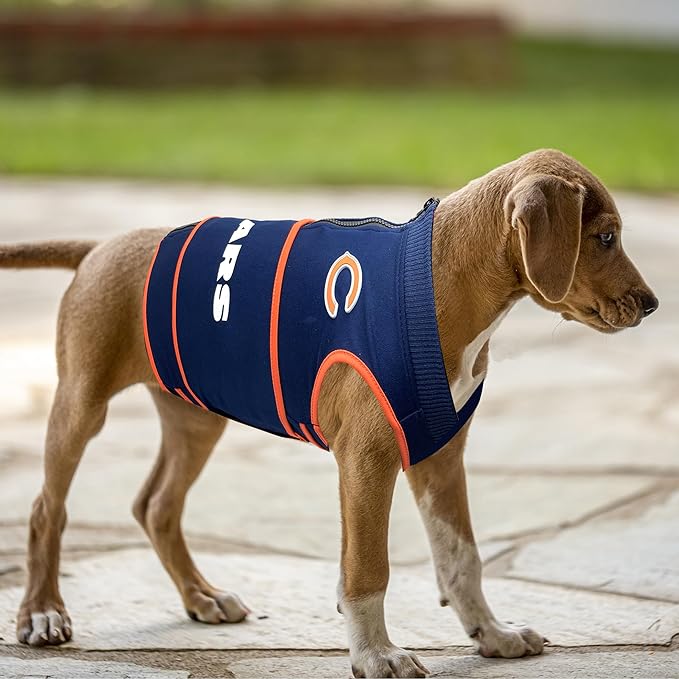 NFL Chicago Bears Dog Anxiety Shirt Calming Soothing Solution Vest, for Dogs & Cats with Anxiety, Fears, Fireworks, Loud Noises, Dark, Lonely Keeps Dogs Calm and Feeling Safe, Relaxing Jacket, Small