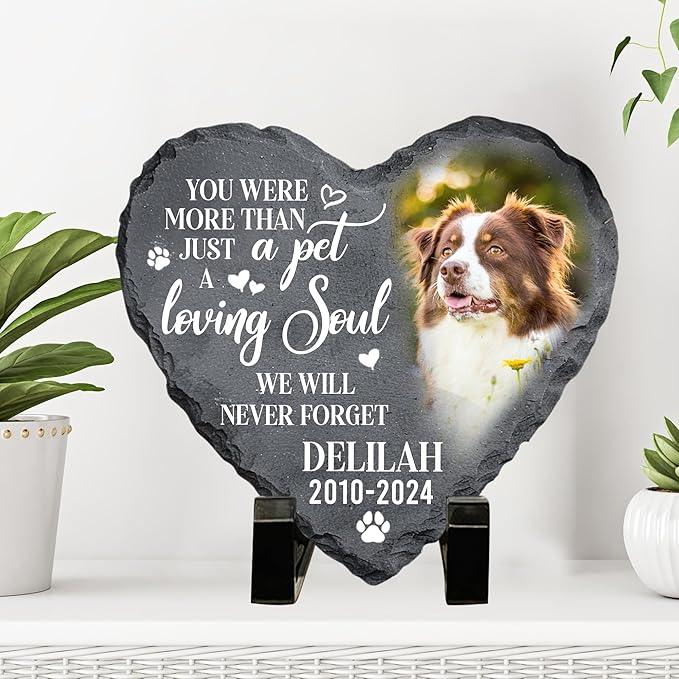 Personalized Dog Memorial Gifts for Loss of Dog, Custom Photo Pet Stone, Personalized Memorial Gifts for Pet Loss, Gift for Cat Lovers, Stones for Dogs, Cemetery Decorations for Grave Q9