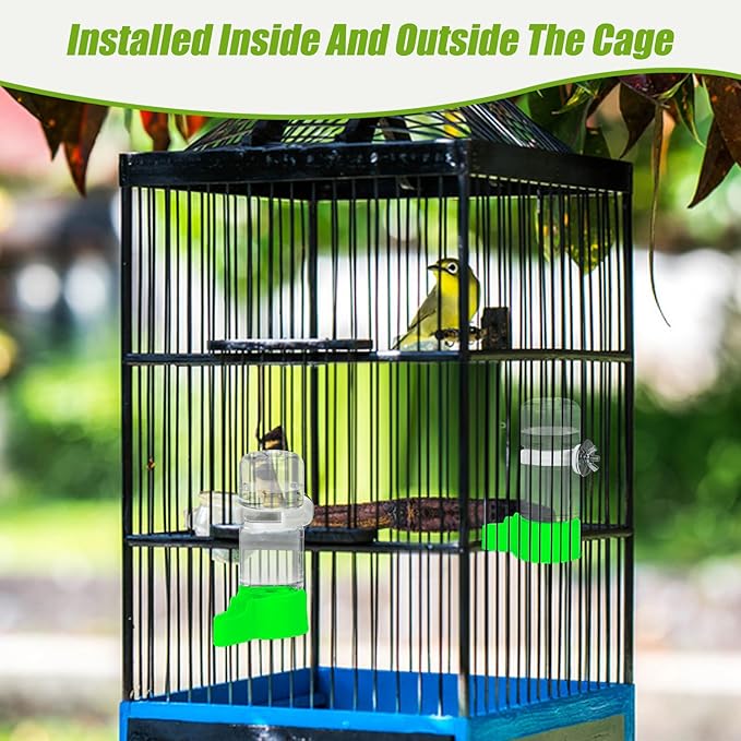 BWOGUE 2PCS Automatic Bird Water Dispenser, 4.73 Fl Oz Parakeet Water Dispenser for Cage No Mess Suspended Bird Water Feeder for Cockatiel Budgie Conure Lovebirds