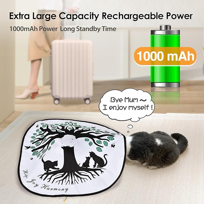 ORSDA Cat Toys for Indoor Cats 4 in 1 Interactive Automatic Cat Toys for Bored Indoor Adult Cats Kitten Toy Rechargeable 8 Hole Mice Whack-A-Mole, Hide and Seek, Moving Feather, 5PCS DIY Replacement