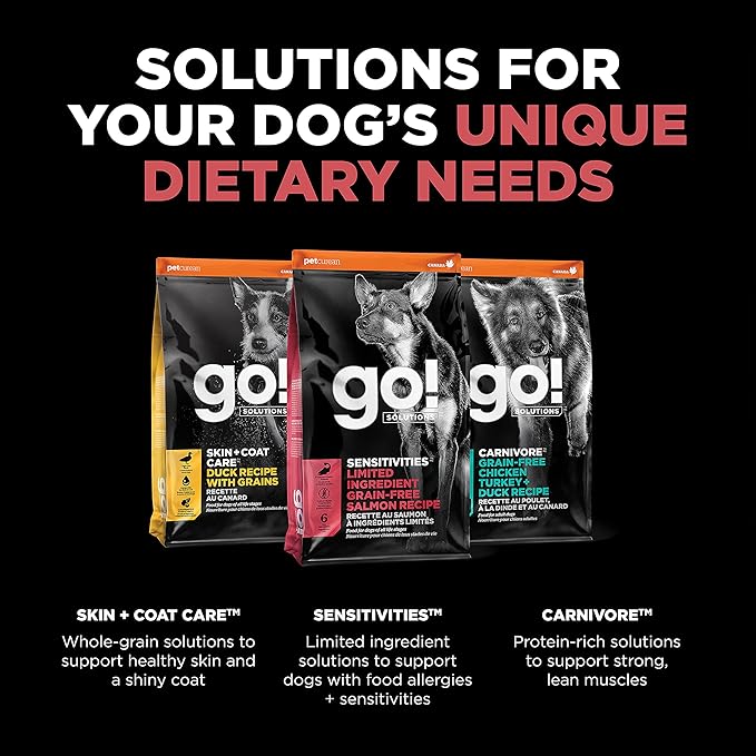 Go! Solutions Sensitivities Limited Ingredients, Grain-Free Dry Dog Food, Salmon Recipe for Sensitive Stomach, 12 lb Bag