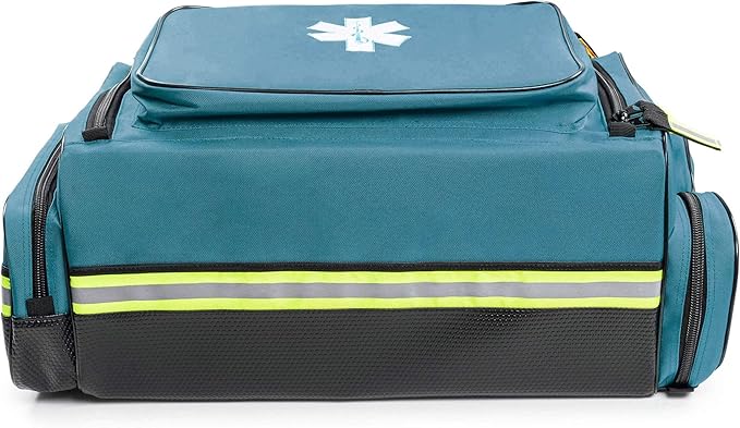 Scherber Fully-Stocked Premium First Responder Bag | HSA/FSA Approved | Large Pro EMT/EMS Trauma, Bleeding & Oxygen Medical Kit | CAT Tourniquet, HyFin Chest Seal & 250+ First Aid Supplies (Blue)