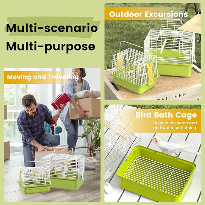 BAGHBPM Small Bird cage,Travel Cage for Birds and Small Animals, Parakeet cage,Bird Carrier Travel cage,Bird Travel cage, jaulas para pájaros,Green,(Size:S,M,L) (L)