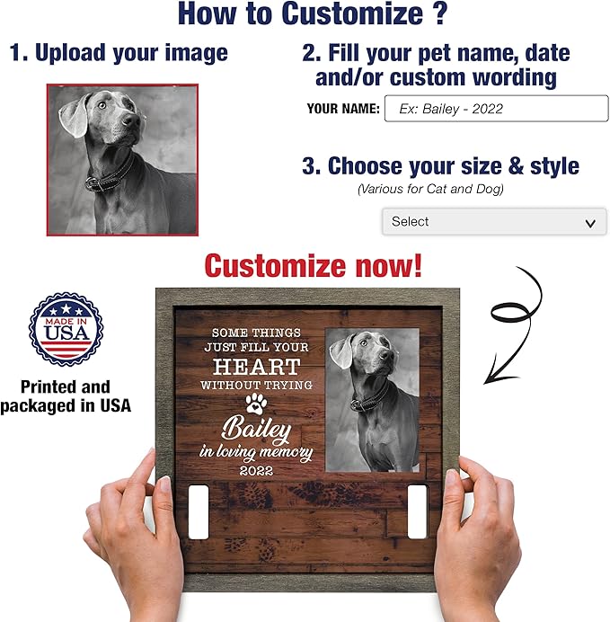 Personalized Dog Collar Memorial Frame Pet Loss Sign for Dog Lovers Gifts Heartfelt Sentimental Quote Pet Memorial Picture For Someone Who Lost A Pet Collar Keepsake Picture Frame Decor