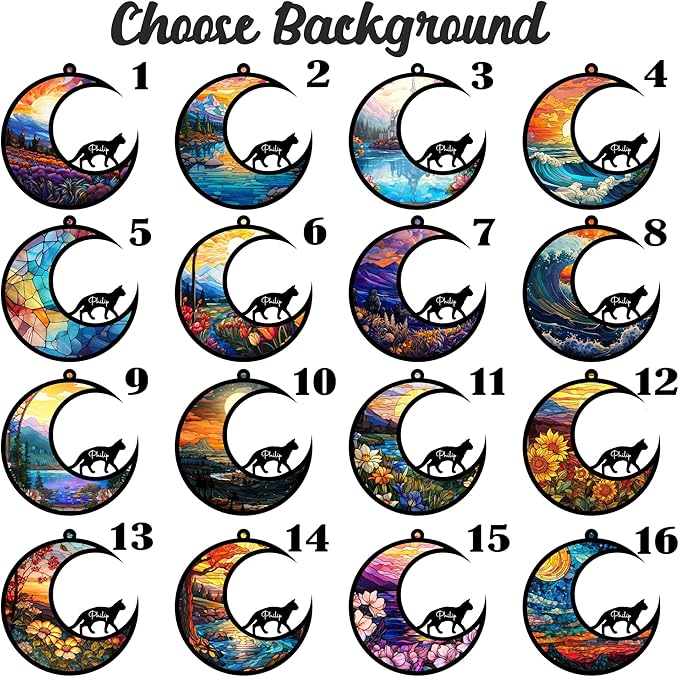 Personalized Cat Memorial Suncatcher Custom Name Shapes Pet Ornament Window Car Hanging Sympathy Gift for Loss of Cats Bereavement Keepsake Remembrance Gifts for Cat Lovers