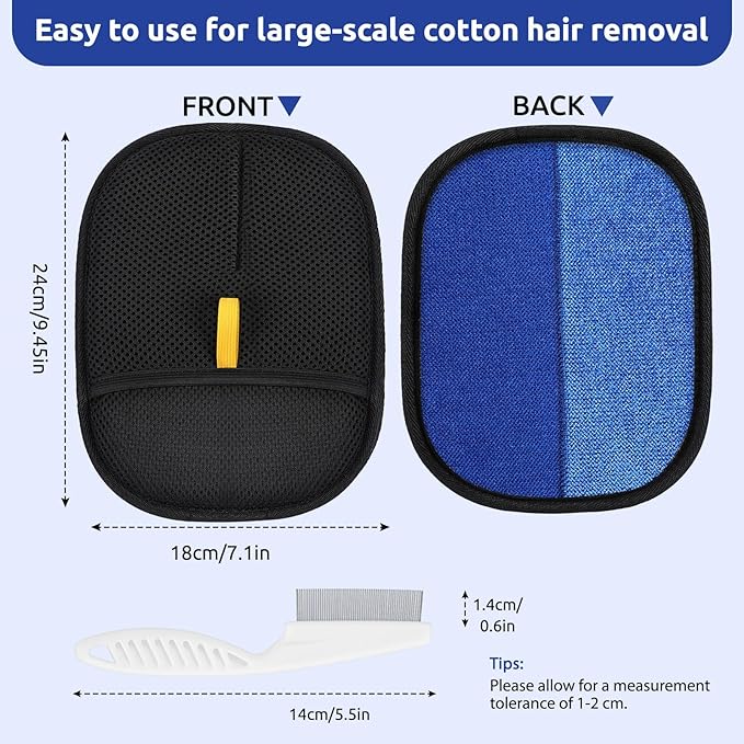 SAWMONG Pet Hair Removal Glove, 2Pcs Cat & Dog Reusable Pet Hair Remover Gloves 2025 New Upgrade, Grooming Pet Hair Remover Tool