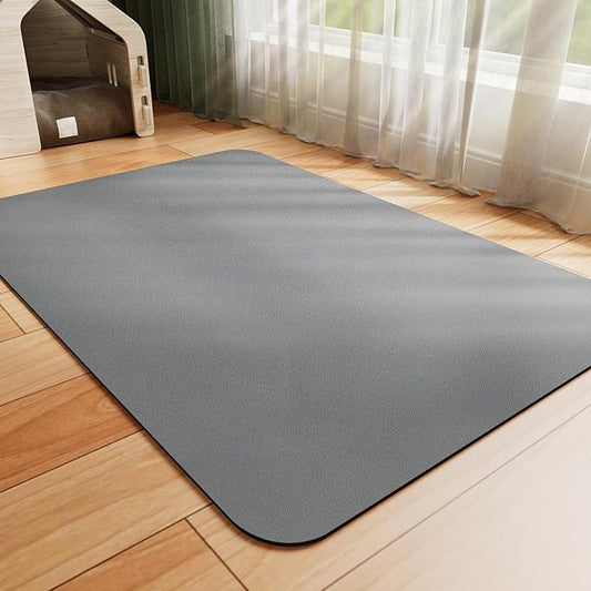 Pet Feeding Mat - Absorbent Dog Mat for Food and Water, No Stains Cat Bowl Mat, Easy to Clean Pet Placemats, Quick Dry Dog Water Dispenser Mat for Messy Drinkers | Dark Grey 24"x 36"