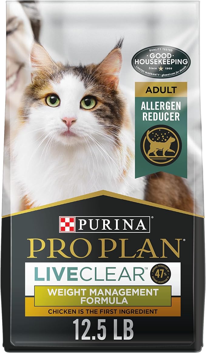 Purina Pro Plan Live Clear Cat Food Weight Management and Cat Allergen Reducer Chicken and Rice Formula - 12.5 lb. Bag