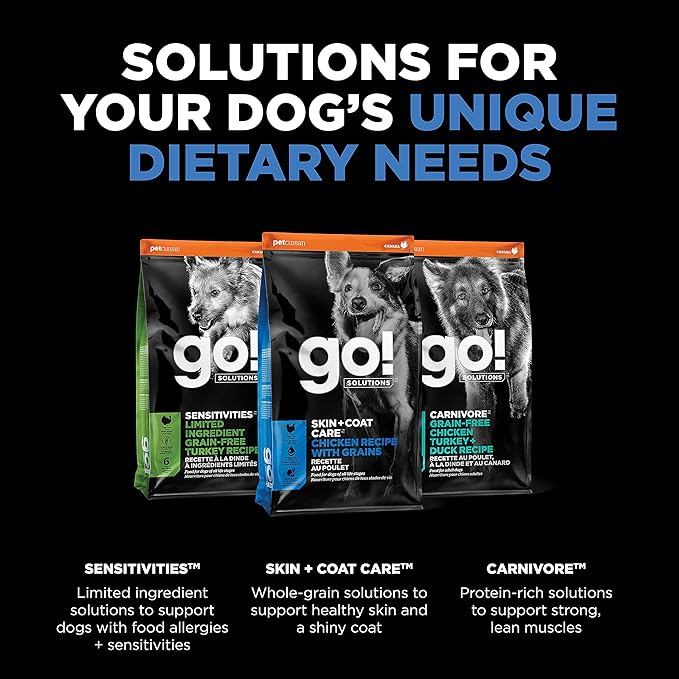 Go! Solutions Skin + Coat Care, Dry Dog Food, Chicken Recipe with Grains, 12 lb Bag