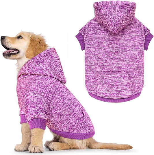 Dog Sweaters for Small Dogs Hoodie Fleece Dog Sweater Soft Clothes Sweatshirt with Pocket Hoodie for Small Dogs Puppy Sweater(Purple&S)