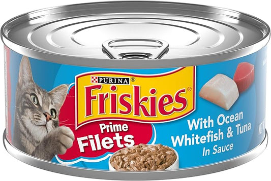 Purina Friskies Prime Filets With Ocean Whitefish and Tuna in Sauce High Protein Wet Cat Food - (Pack of 24) 5.5 oz. Cans