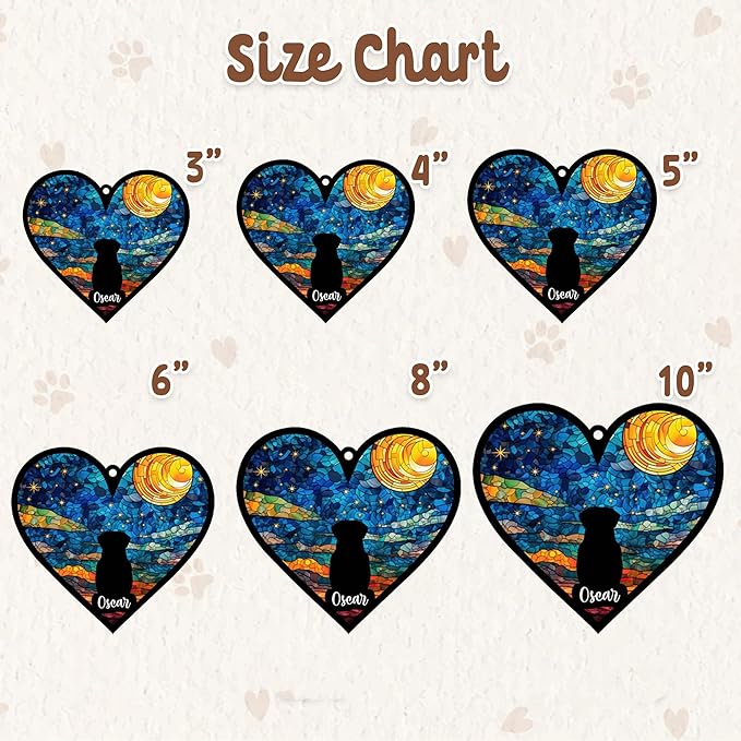 Personalized Dog Memorial Suncatcher, Heart Shape Custom Name Sympathy Ornament Window Car Hanging, Loss of Pet Death, in Loving Memory Gift, Dog Ornaments by Breed for Pet Lovers