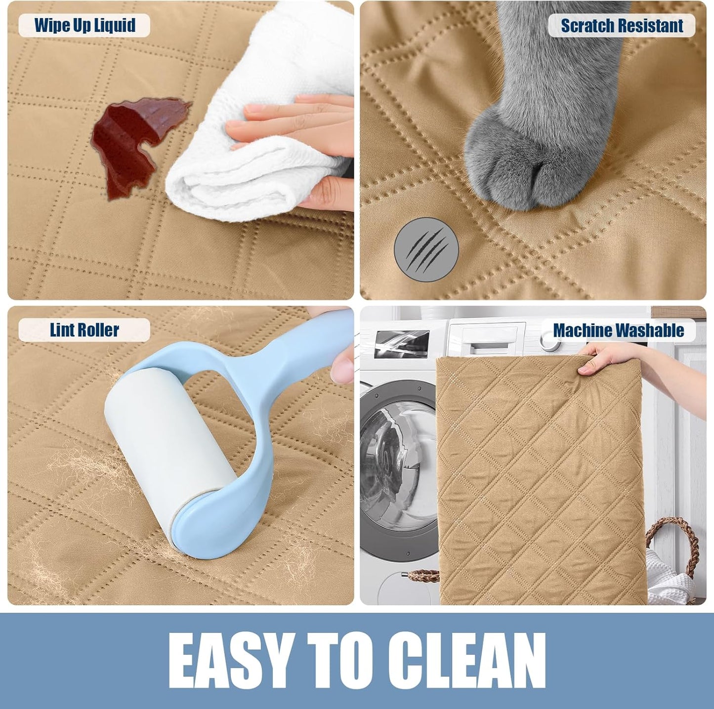 Smiry Waterproof Dog Bed Cover Pet Blanket, Soft Washable Dog Blanket for Furniture Bed Couch Sofa Reversible, Checkered (40"x50", Camel/Beige)