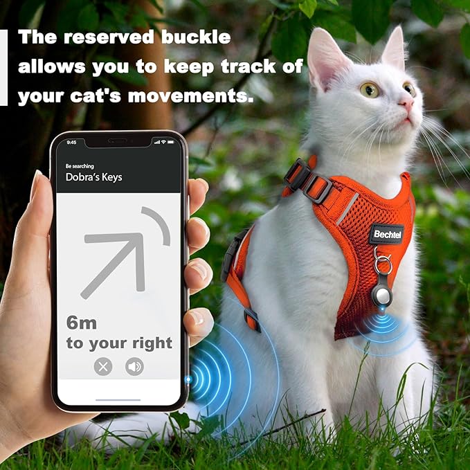 Cat Harness and Leash for Walking, 3 in 1 Adjustable Breathable Soft, Easy to Control Reflective Cat Harness Escape Proof, Cat Products, Orange, M